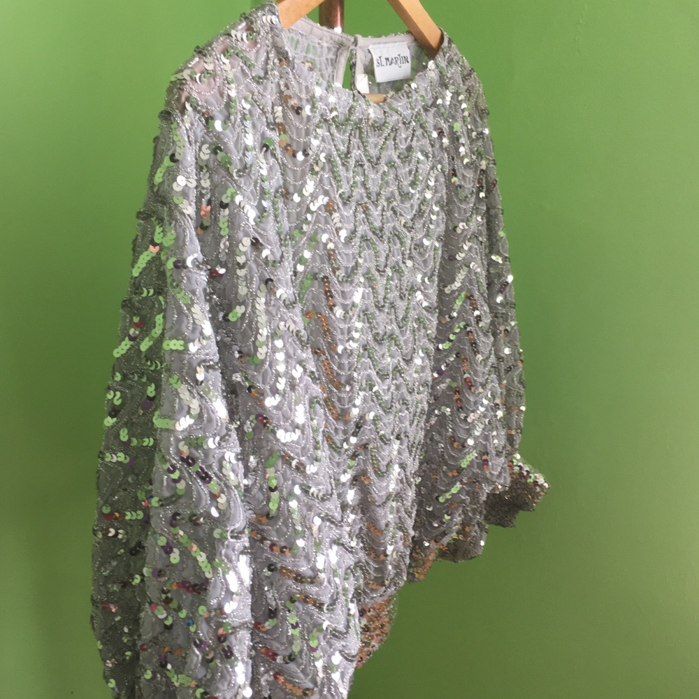 Vintage St Martin Silver Sequined Blouse